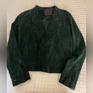 Blank NYC Green Suede Moto Jacket